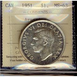 1951 $1 Arnrior ICCS MS63.