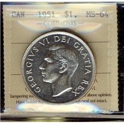 1951 $1 ICCS MS64.