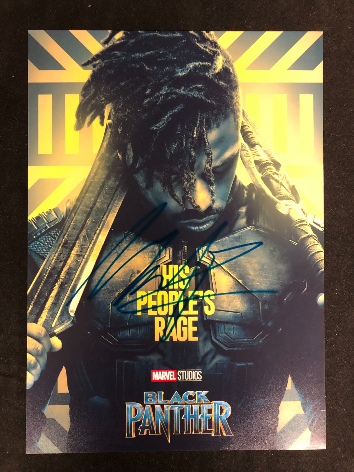 MICHAEL B JORDAN SIGNED BLACK PANTHER MOVIE POSTER RA COA michael-b-jordan-signed-black-panther-movie-poster-ra-coa