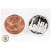 Image 2 : 2008 911 TWIN TOWERS COIN, CLAD IN SILVER FROM GROUND ZERO,