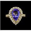 Image 2 : 3.46 ctw Tanzanite and Diamond Ring - 14KT Yellow Gold