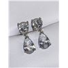 Image 3 : Ladies Tear Drop Cut 1.2 carat Solitaire Dangle Stud Earring Set