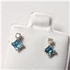 Image 3 : 10K Yellow Gold Blue Topaz(0.44ct) Diamond(0.06ct) Earrings  Made in Canada, Suggested Retail Value 