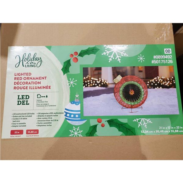 *NEW* Holiday Living Lighted Red Ornament 22"