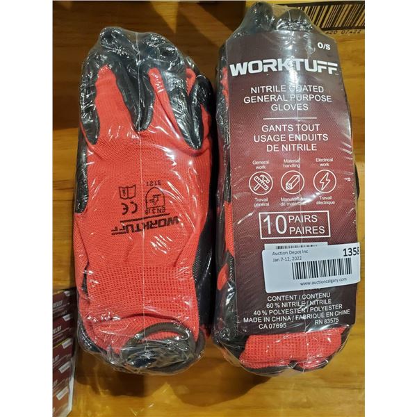 *NEW* Worktuff Nitrile Coated General Purpose Gloves One Size - 2X10 Pair