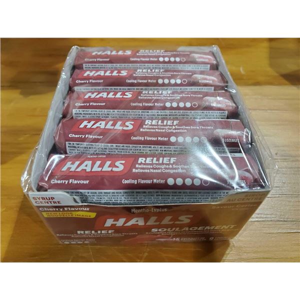 Halls Syrup Center Cherry Flavor - 15 Packages of 9 Lozenges