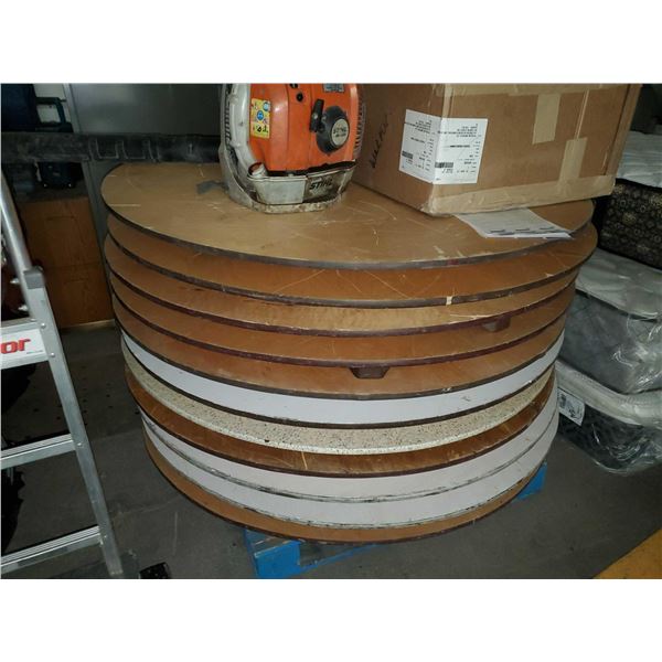 Assorted 5' Round Wooden Top Folding Tables - AS IS