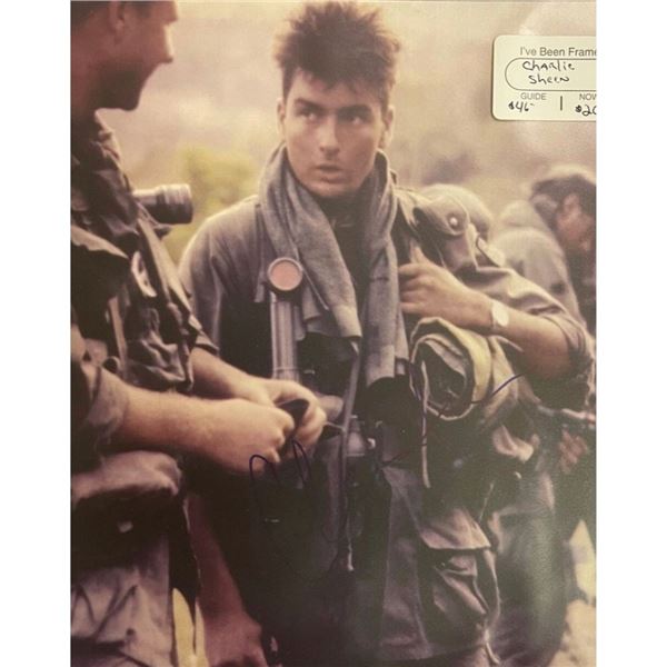Charlie Sheen Signed Platoon Photo