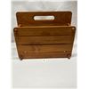 Image 1 : Teak Magazine / Vinyl Record Holder Rack Storage App: 12.5"T 15.75"W 9"D