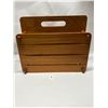 Image 2 : Teak Magazine / Vinyl Record Holder Rack Storage App: 12.5"T 15.75"W 9"D