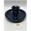 Image 1 : Deep Blue Candle Holder Orsk Folkemuseum Artist Signed 5" x 2.5"T