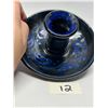 Image 2 : Deep Blue Candle Holder Orsk Folkemuseum Artist Signed 5" x 2.5"T