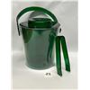 Image 1 : Heavy Plastic Green/Clear Ice Bucket & Tongs Approx 8"x7"