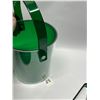 Image 3 : Heavy Plastic Green/Clear Ice Bucket & Tongs Approx 8"x7"