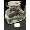 Image 5 : 4 Textured Embossed Glass Canisters Sealer lids Italy etc (Tallest Approx: 7.75"x6")