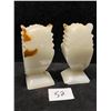 Image 4 : 2 Alabaster? Marble? Owl Bookends Figures Approx: 5.5"T 2.5"W