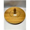 Image 4 : Large Wood & Ceramic Party Tray Serving Hosting Lazy Susan Approx: 17.5"W 7"T
