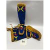Image 1 : First Nations Small (childs) Beaded Footwear Mukluks Foot approx: 5.5"x2.5" 6"T