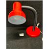 Image 1 : Red Gooseneck Style Adjustable Table Lamp Adjusts to approx 17" tall