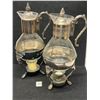 Image 1 : 2 Vintage Glass Coffee Carafes Decanters w/ silverplated Stands Approx 14"