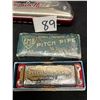 Image 4 : Vintage Hohner Germany Chrometta 12 Harmonica 6.5" & School Pitch Pipe 3.25"