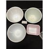 Image 5 : Mixed Lot of Vintage Pyrex (3) 1.5 Pt Mixing Bowls & (1) Small Fridge Dish w/Lid