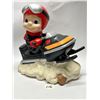 Image 4 : 2 Vintage Atlantic Mold Ceramic Boy on Motorcycle & Snowmobile approx: 12"x12"