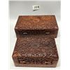 Image 3 : 2 Carved Wood Very Detailed Jewelry Storage Boxes Lrg one appr: 8x5x2.25"