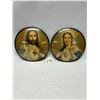 Image 1 : Religious Wall Décor with Curved Glass Some creasing to images approx: 6"