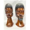 Image 1 : 2 Heavy Wood Carved Sculptures / Statues (largest is appr: 9.5 x 4")