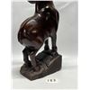 Image 3 : Heavy Wood Carved Ram Sculpture / Statue (Small horn Chip) appr: 14 x 6.5"