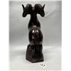 Image 4 : Heavy Wood Carved Ram Sculpture / Statue (Small horn Chip) appr: 14 x 6.5"