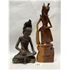 Image 1 : 2 Heavy Wood Carved Sculptures / Statues (largest is appr: 15 x 4.5")
