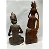 Image 4 : 2 Heavy Wood Carved Sculptures / Statues (largest is appr: 15 x 4.5")