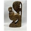 Image 3 : 2 Wood Carved Rooster Chicken Sculptures / Statues (largest is appr: 13.5 x 6.5")