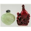 Image 1 : Lot of Two Snuff Bottles Hardstone and Wood