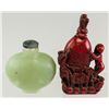 Image 3 : Lot of Two Snuff Bottles Hardstone and Wood