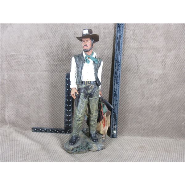 Cowboy Statue With Saddle - 19" Tall