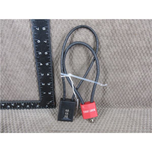 2 Cable Locks 1 with 1 key and 1 combination type