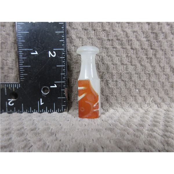 Glass Cigarette Holder - With Carved Fish