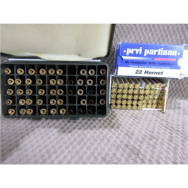 .22 Hornet - 33 Live Rounds, 65 Brass