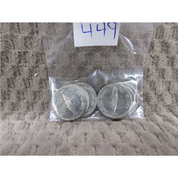 6 - 10 Cent Canadian Centennial Coins