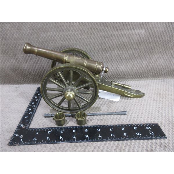 Brass Cannon With Buckets and Cleaning Rod