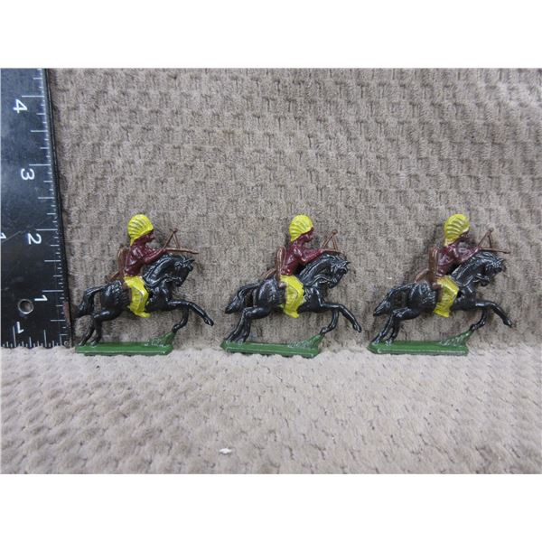 3 Lead First Nations on Horseback with Bow and Arrow