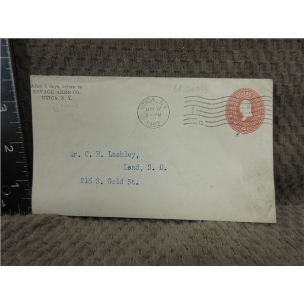 Savage Arms Co. 1903 Envelope to Mr. C.H. Lashley
