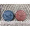 Image 1 : 1930's?? Clay Airplane Poker Chips - 1 Blue, 1 Red