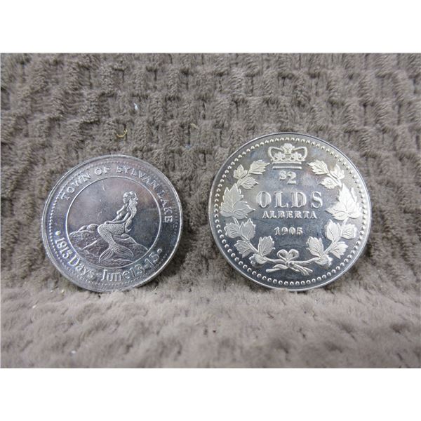 1986 Sylvan Lake 2 Dollar Coin, 2005 Olds 2 Dollar Coin