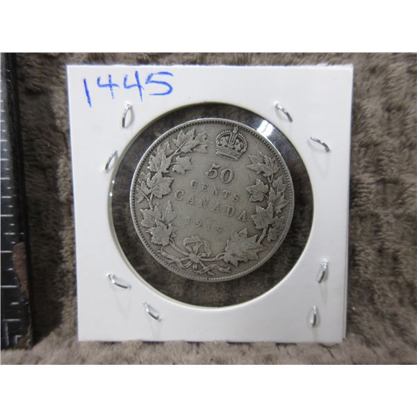 1919 Canadian 50 Cent Piece - .800 Silver