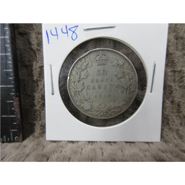 1918 Canadian 50 Cent Piece - .800 Silver