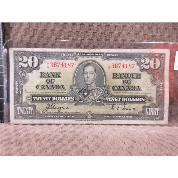1937 Canadian 20 Dollar Bill